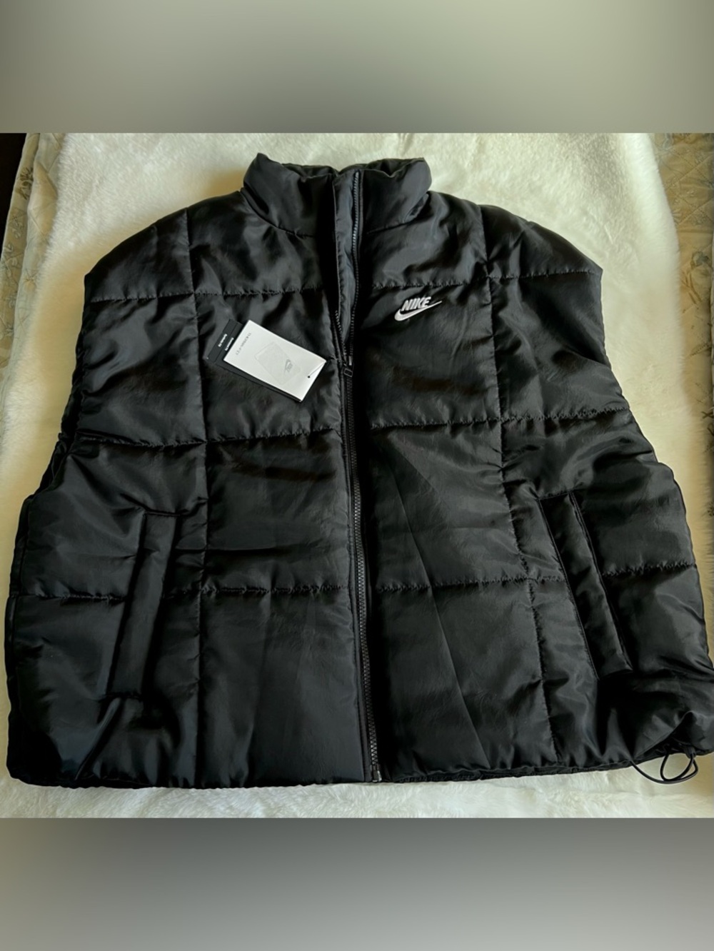 Nike Black Quilted Puffer Jacket with White Swoosh Logo